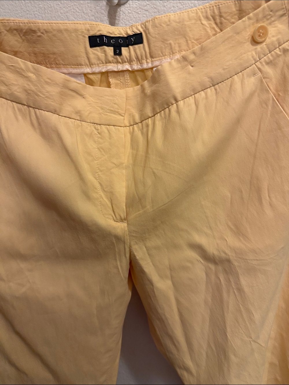 Theory Pale Yellow Tailored Bermuda Shorts